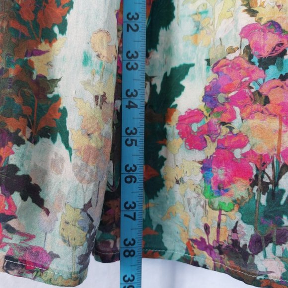 Peruvian Connection Tradewinds Dress Floral Cap Sleeve Crew Neck Above Knee - Picture 9 of 11